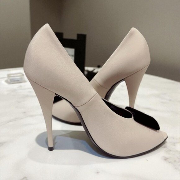 NIB Authentic Saint Laurent Franky 115 Satin Sandals Nero - Picture 10 of 11